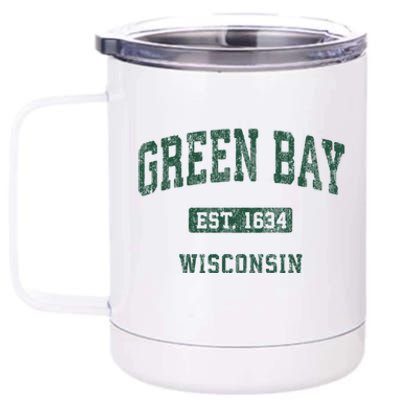 Green Bay Wisconsin Wi Vintage Athletic Sports Design 12 oz Stainless Steel Tumbler Cup