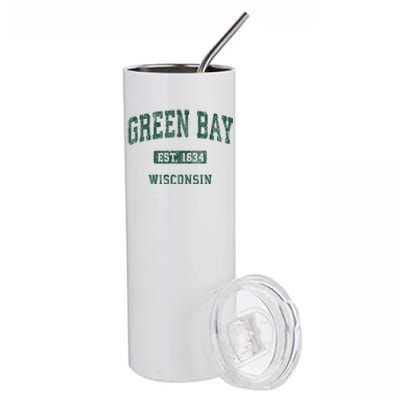 Green Bay Wisconsin Wi Vintage Athletic Sports Design Stainless Steel Tumbler