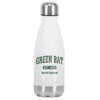 Green Bay Wisconsin Wi Vintage Athletic Sports Design Stainless Steel Insulated Water Bottle