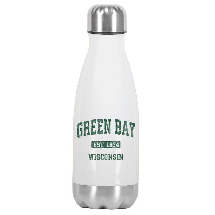 Green Bay Wisconsin Wi Vintage Athletic Sports Design Stainless Steel Insulated Water Bottle