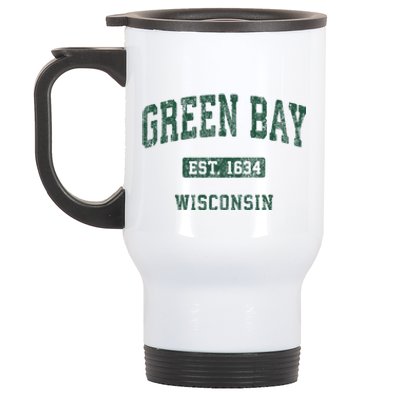 Green Bay Wisconsin Wi Vintage Athletic Sports Design Stainless Steel Travel Mug