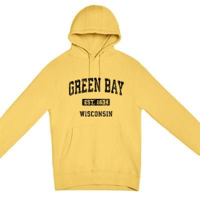 Green Bay Wisconsin Wi Vintage Athletic Sports Design Premium Pullover Hoodie