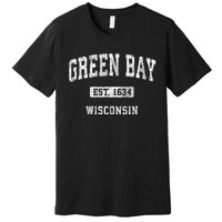 Green Bay Wisconsin Wi Vintage Athletic Sports Design Premium T-Shirt