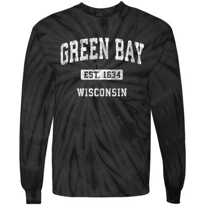 Green Bay Wisconsin Wi Vintage Athletic Sports Design Tie-Dye Long Sleeve Shirt