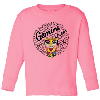 Gemini Black Women Born In May June Gemini Queen Toddler Long Sleeve Shirt