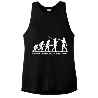 Go Back We Fucked Up Evolution Ladies PosiCharge Tri-Blend Wicking Tank