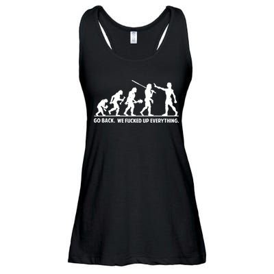 Go Back We Fucked Up Evolution Ladies Essential Flowy Tank