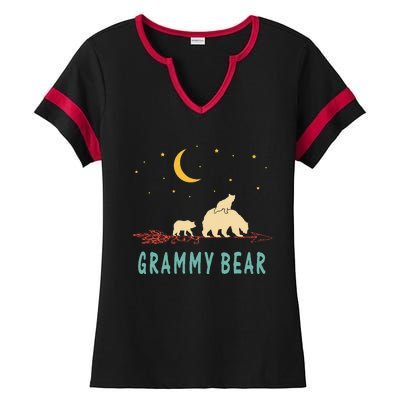 Grammy Bear With 2 Cubs Twice Blessed Grammy Bear Ladies Halftime Notch Neck Tee