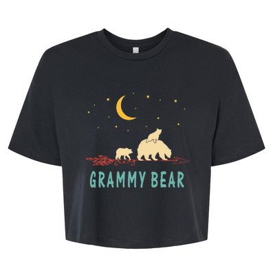 Grammy Bear With 2 Cubs Twice Blessed Grammy Bear Bella+Canvas Jersey Crop Tee