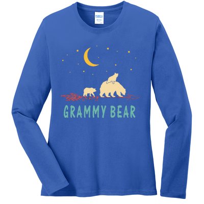 Grammy Bear With 2 Cubs Twice Blessed Grammy Bear Ladies Long Sleeve Shirt