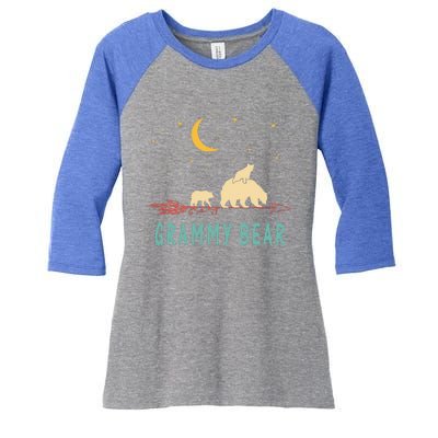 Grammy Bear With 2 Cubs Twice Blessed Grammy Bear Women's Tri-Blend 3/4-Sleeve Raglan Shirt