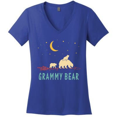 Grammy Bear With 2 Cubs Twice Blessed Grammy Bear Women's V-Neck T-Shirt