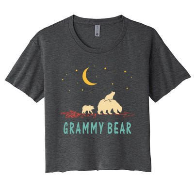 Grammy Bear With 2 Cubs Twice Blessed Grammy Bear Women's Crop Top Tee