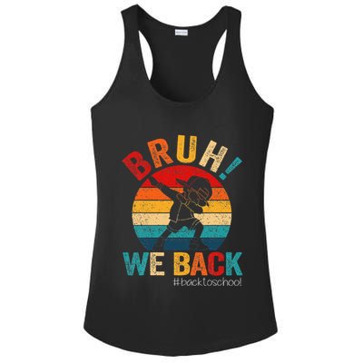 Groovy Bruh We Back Teachers Funny Back To School Ladies PosiCharge Competitor Racerback Tank