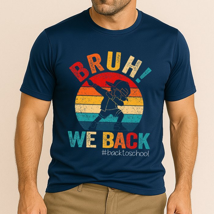 Groovy Bruh We Back Teachers Funny Back To School Cooling Performance Crew T-Shirt