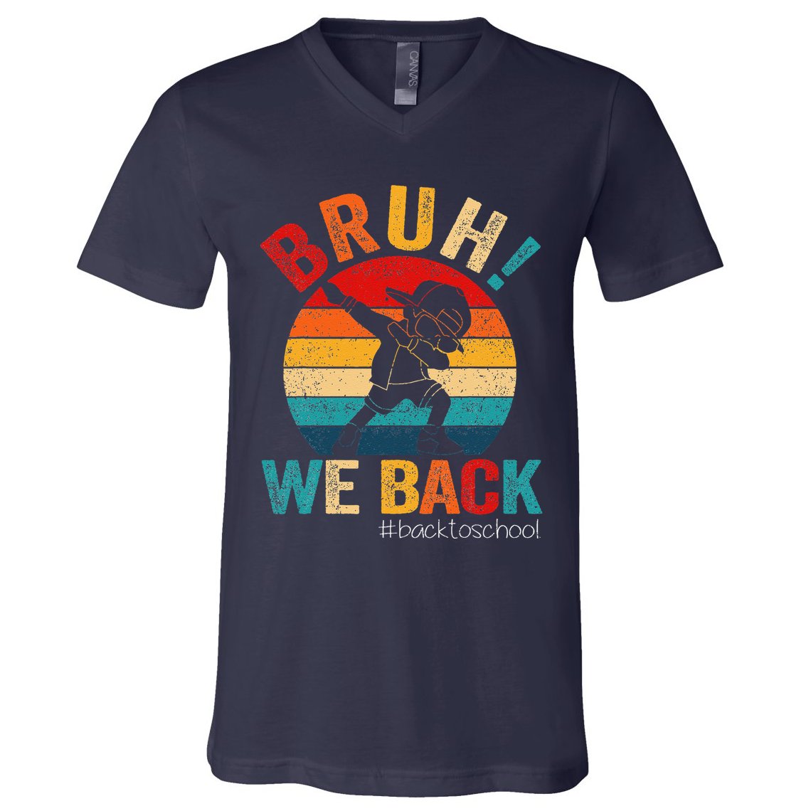 Groovy Bruh We Back Teachers Funny Back To School V-Neck T-Shirt