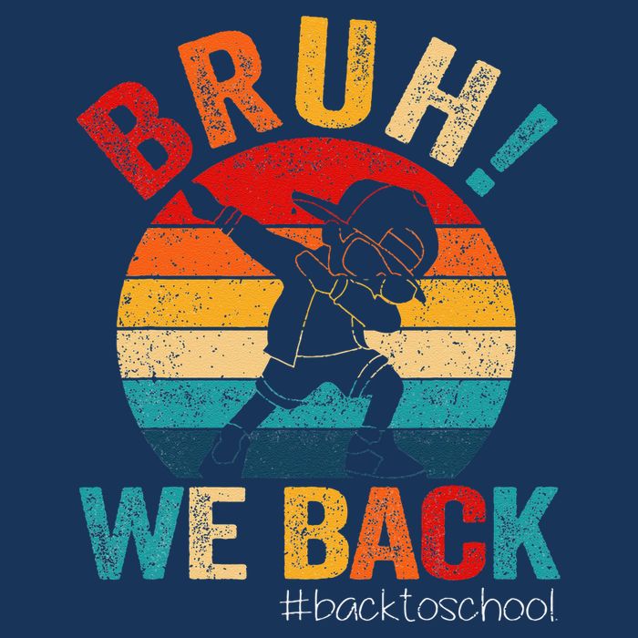 Groovy Bruh We Back Teachers Funny Back To School Flat Bill Trucker Hat
