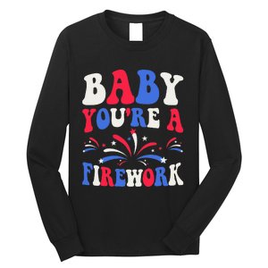 Groovy Baby YouRe A Firework 4th Of July American Flag Long Sleeve Shirt