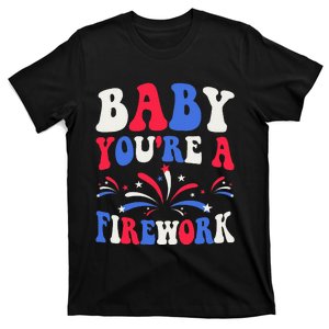 Groovy Baby YouRe A Firework 4th Of July American Flag T-Shirt