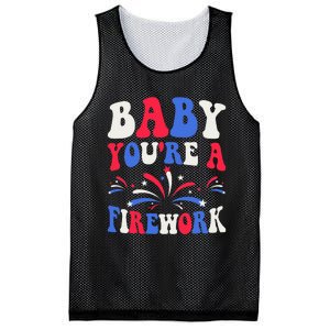 Groovy Baby YouRe A Firework 4th Of July American Flag Mesh Reversible Basketball Jersey Tank