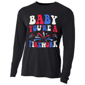 Groovy Baby YouRe A Firework 4th Of July American Flag Cooling Performance Long Sleeve Crew