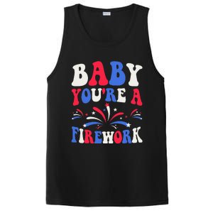 Groovy Baby YouRe A Firework 4th Of July American Flag PosiCharge Competitor Tank