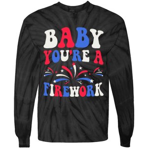 Groovy Baby YouRe A Firework 4th Of July American Flag Tie-Dye Long Sleeve Shirt