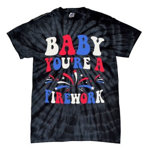 Groovy Baby YouRe A Firework 4th Of July American Flag Tie-Dye T-Shirt