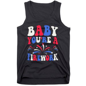 Groovy Baby YouRe A Firework 4th Of July American Flag Tank Top