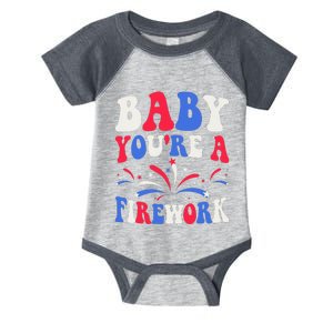 Groovy Baby YouRe A Firework 4th Of July American Flag Infant Baby Jersey Bodysuit