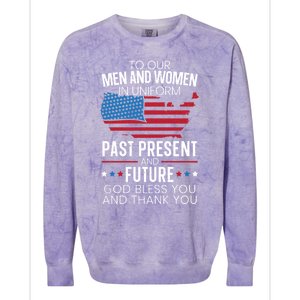 God Bless You And Thank You Usa Flag American Veterans Day Gift Colorblast Crewneck Sweatshirt