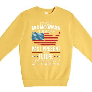 God Bless You And Thank You Usa Flag American Veterans Day Gift Premium Crewneck Sweatshirt