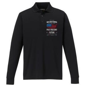 God Bless You And Thank You Usa Flag American Veterans Day Gift Performance Long Sleeve Polo