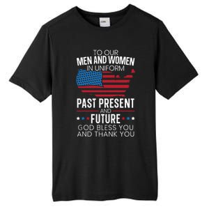 God Bless You And Thank You Usa Flag American Veterans Day Gift Tall Fusion ChromaSoft Performance T-Shirt