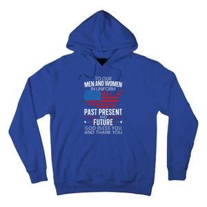 God Bless You And Thank You Usa Flag American Veterans Day Gift Tall Hoodie