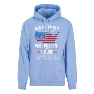 God Bless You And Thank You Usa Flag American Veterans Day Gift Unisex Surf Hoodie