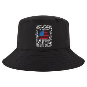 God Bless You And Thank You Usa Flag American Veterans Day Great Gift Cool Comfort Performance Bucket Hat