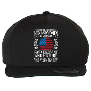 God Bless You And Thank You Usa Flag American Veterans Day Great Gift Wool Snapback Cap