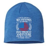 God Bless You And Thank You Usa Flag American Veterans Day Great Gift Sustainable Beanie