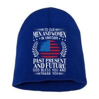 God Bless You And Thank You Usa Flag American Veterans Day Great Gift Short Acrylic Beanie