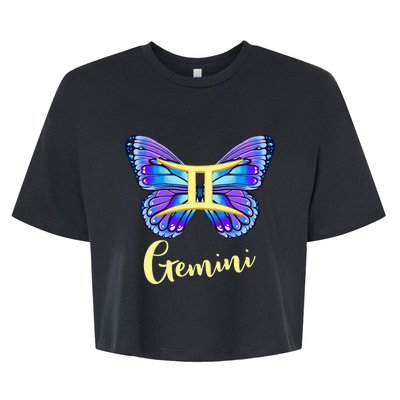 Gemini Butterfly Zodiac Sign of Butterfly Wings for Wo Bella+Canvas Jersey Crop Tee