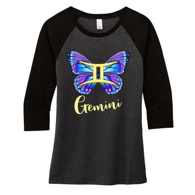 Gemini Butterfly Zodiac Sign of Butterfly Wings for Wo Women's Tri-Blend 3/4-Sleeve Raglan Shirt