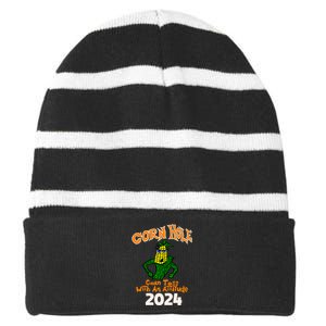 Geis Cornhole 2024 Awesome Cornhole Tournament T’S 2024 Striped Beanie with Solid Band