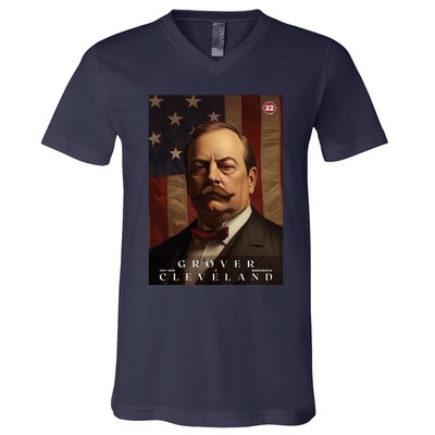Grover Cleveland 22nd President Of The United States Portrait V-Neck T-Shirt