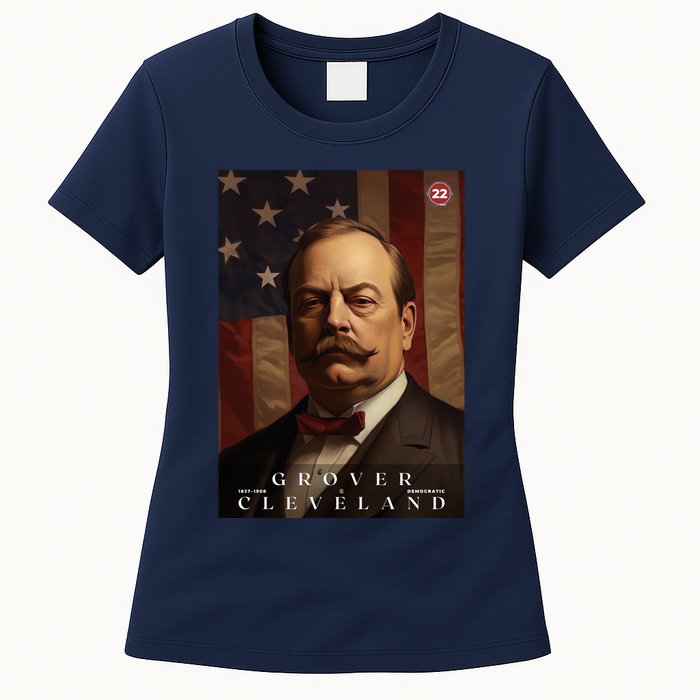 Grover Cleveland 22nd President Of The United States Portrait Womens T-Shirt