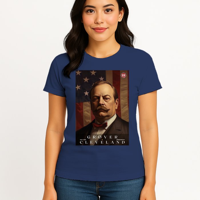 Grover Cleveland 22nd President Of The United States Portrait Womens T-Shirt