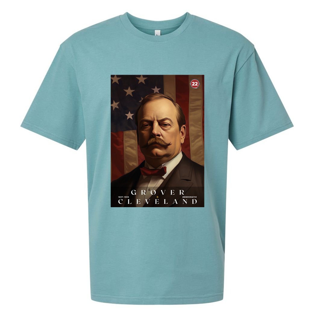 Grover Cleveland 22nd President Of The United States Portrait Sueded Cloud Jersey T-Shirt