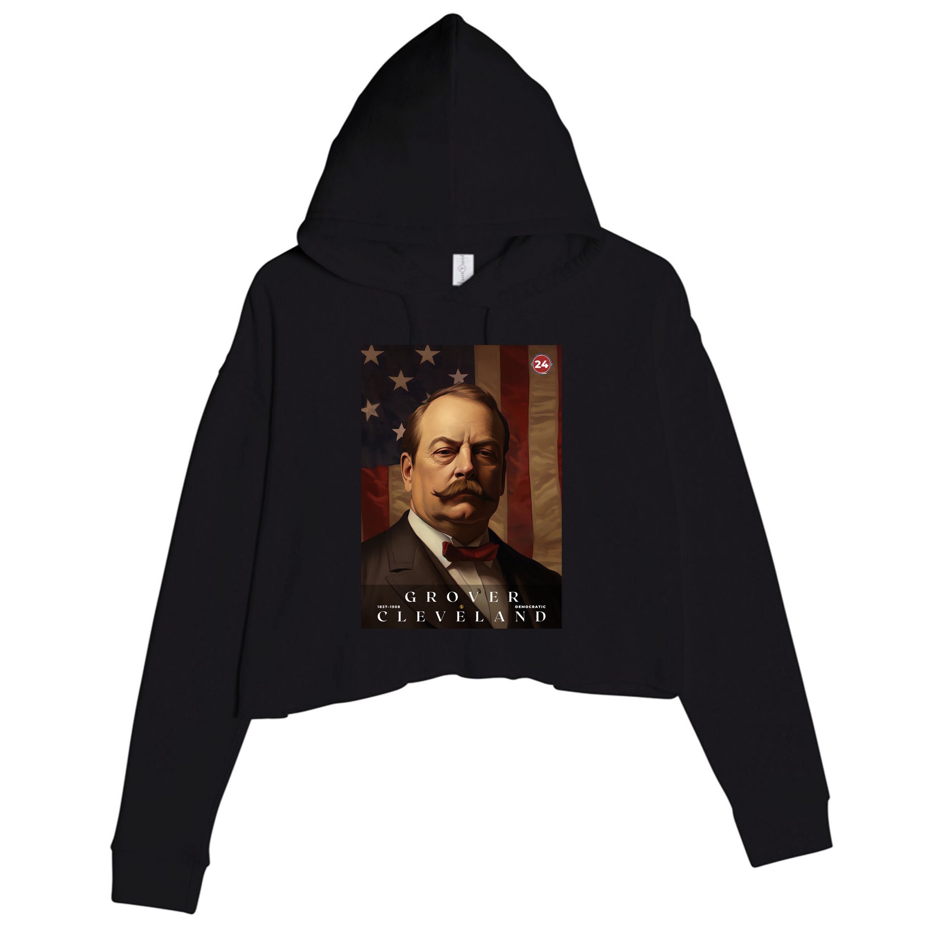 Grover Cleveland 24th President Of The United States Portrait Crop Fleece Hoodie