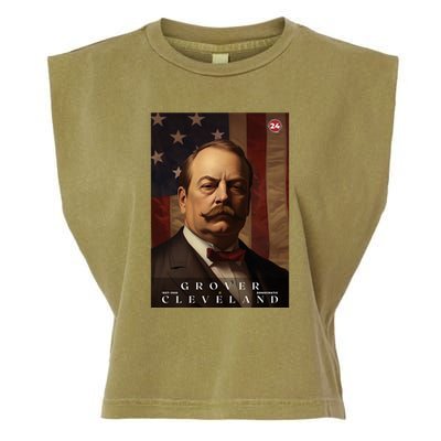 Grover Cleveland 24th President Of The United States Portrait Garment-Dyed Women's Muscle Tee