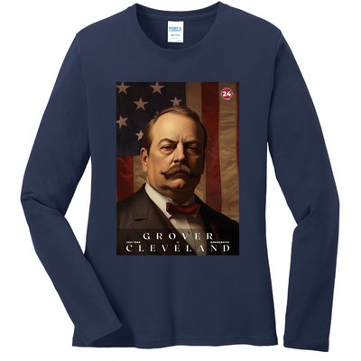 Grover Cleveland 24th President Of The United States Portrait Ladies Long Sleeve Shirt